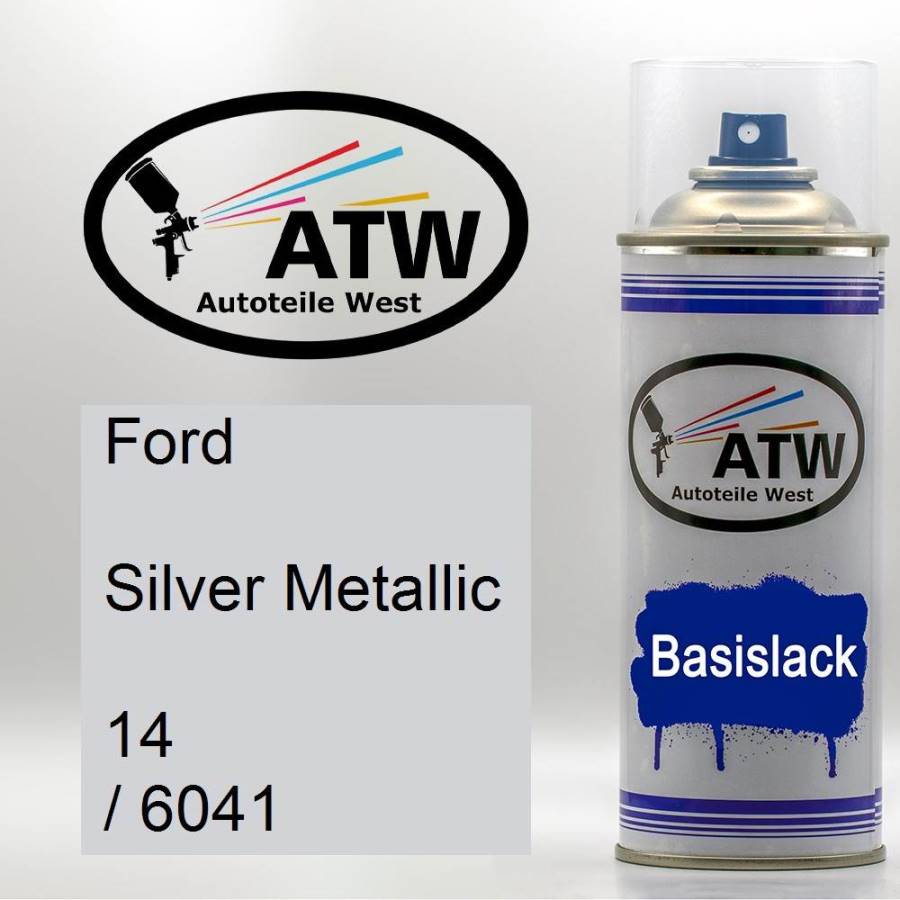Ford, Silver Metallic, 14 / 6041: 400ml Sprühdose, von ATW Autoteile West.
